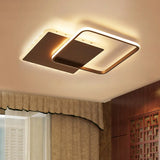 Modern Metal Flush Mount Led Ceiling Light In White/Coffee With Adjustable Warm/White/Natural