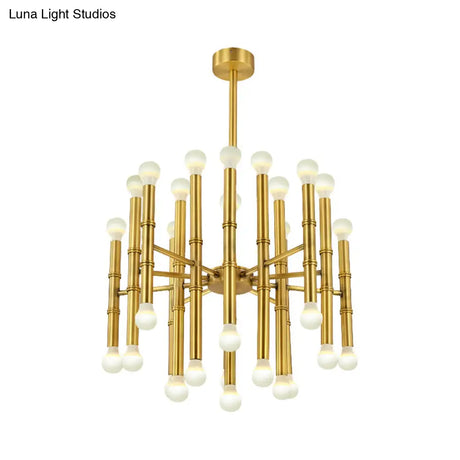 Modern Metal Flute Chandelier - 30 Lights Black/Silver/Gold Perfect For Living Room