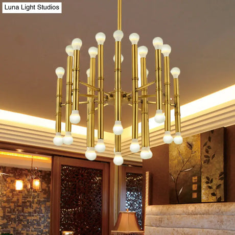Modern Metal Flute Chandelier - 30 Lights Black/Silver/Gold Perfect For Living Room