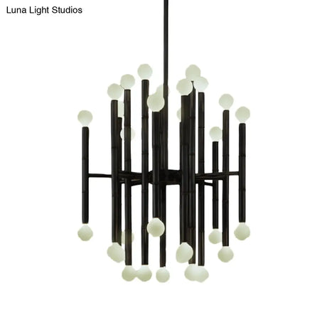 Modern Metal Flute Chandelier - 30 Lights Black/Silver/Gold Perfect For Living Room