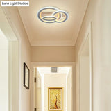 Modern Metal Geometric Flush Ceiling Light In Matte White With Led Warm/White Lighting