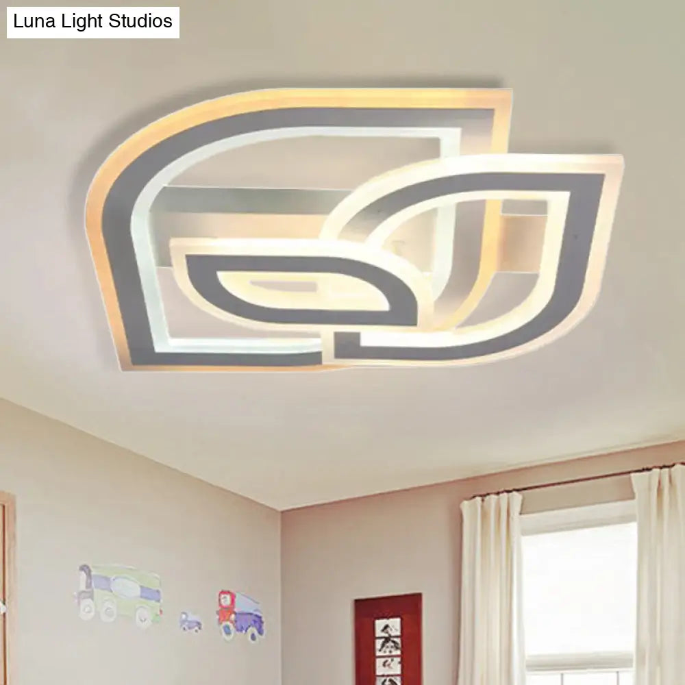 Modern Metal Geometric Flush Ceiling Light In Matte White With Led Warm/White Lighting
