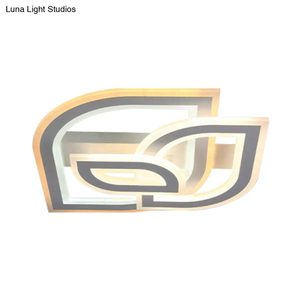 Modern Metal Geometric Flush Ceiling Light In Matte White With Led Warm/White Lighting