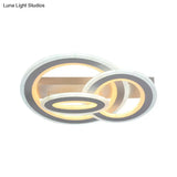 Modern Metal Geometric Flush Ceiling Light In Matte White With Led Warm/White Lighting