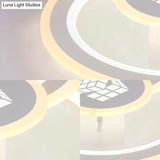 Modern Metal Geometric Flush Ceiling Light In Matte White With Led Warm/White Lighting