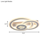 Modern Metal Geometric Flush Ceiling Light In Matte White With Led Warm/White Lighting