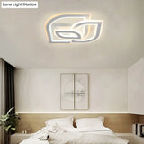Modern Metal Geometric Flush Ceiling Light In Matte White With Led Warm/White Lighting
