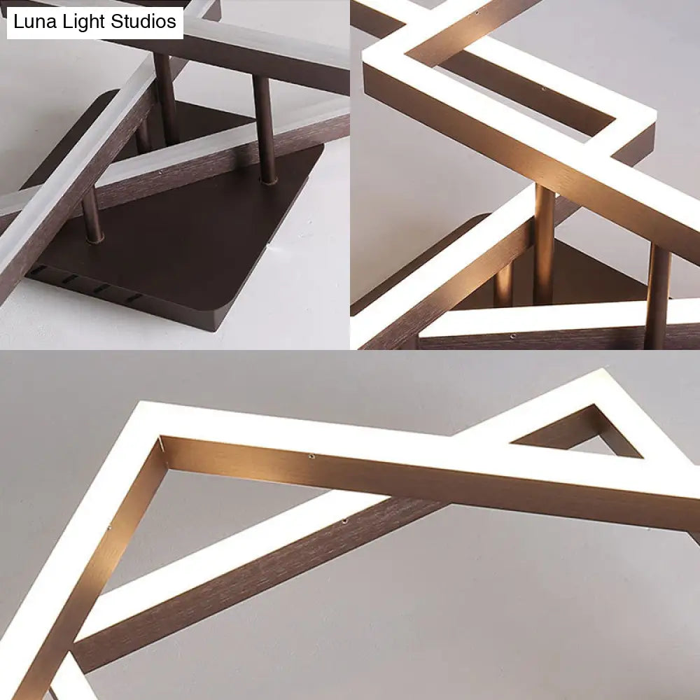 Modern Metal Geometric Semi Flush Light With Led 2/3/4 Lights In Brown White/Warm