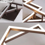 Modern Metal Geometric Semi Flush Light With Led 2/3/4 Lights In Brown White/Warm