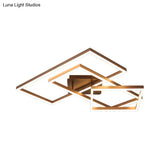 Modern Metal Geometric Semi Flush Light With Led 2/3/4 Lights In Brown White/Warm