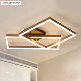 Modern Metal Geometric Semi Flush Light With Led 2/3/4 Lights In Brown White/Warm
