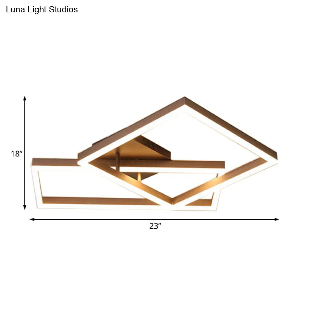 Modern Metal Geometric Semi Flush Light With Led 2/3/4 Lights In Brown White/Warm