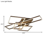 Modern Metal Geometric Semi Flush Light With Led 2/3/4 Lights In Brown White/Warm