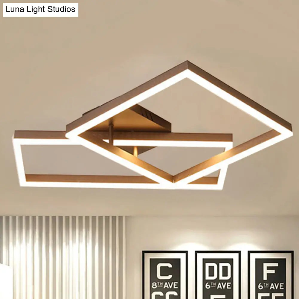 Modern Metal Geometric Semi Flush Light With Led 2/3/4 Lights In Brown White/Warm