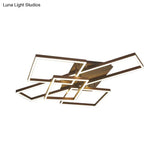Modern Metal Geometric Semi Flush Light With Led 2/3/4 Lights In Brown White/Warm