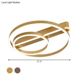 Modern Metal Gold/Coffee Flush Mount Light - 18’/21.5’ W 2 - Hoop Led Ceiling Lamp Parlor Warm/White