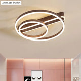 Modern Metal Gold/Coffee Flush Mount Light - 18’/21.5’ W 2 - Hoop Led Ceiling Lamp Parlor Warm/White