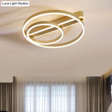 Modern Metal Gold/Coffee Flush Mount Light - 18’/21.5’ W 2 - Hoop Led Ceiling Lamp Parlor Warm/White