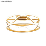 Modern Metal Gold Drum Flush Mount Ceiling Light – Led Fixture For Bedroom Warm/White
