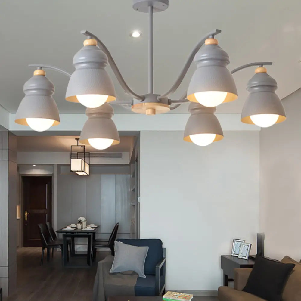 Modern Metal Gourd Pendant Chandelier: Stylish Bedroom Hanging Light Fixture 6 / Grey
