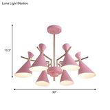 Modern Metal Horn Shape Ceiling Lamp - 6 Light Hanging Chandelier For Bedroom