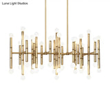 Modern Metal Island Light - Multi-Rod 42-Head Black/Chrome/Gold Up & Down Lighting Fixture