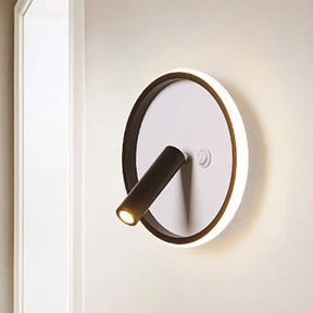 Modern Metal Led Bedside Wall Sconce In Black White/Warm Light - Circle/Square/Ellipse Design /