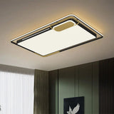 Modern Metal Led Ceiling Light In Black/Gold With White/Warm Glow For Living Room Black - Gold /