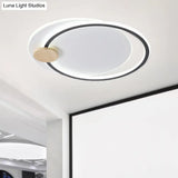 Modern Metal Led Circle Ceiling Lamp: Black/Grey Flush Mount Lighting In Warm/White Light