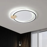 Modern Metal Led Circle Ceiling Lamp: Black/Grey Flush Mount Lighting In Warm/White Light