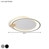 Modern Metal Led Circle Ceiling Lamp: Black/Grey Flush Mount Lighting In Warm/White Light
