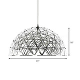Modern Metal Led Dome Hanging Light Chandelier With Crisscrossing Triangular Pattern - 25.5 Or 31