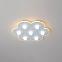 Modern Metal Led Flush Ceiling Light For Kids - Flower/Round/Square Design 8 Lights 16.5/19.5 Inch