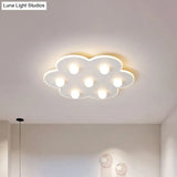 Modern Metal Led Flush Ceiling Light For Kids - Flower/Round/Square Design 8 Lights 16.5/19.5 Inch