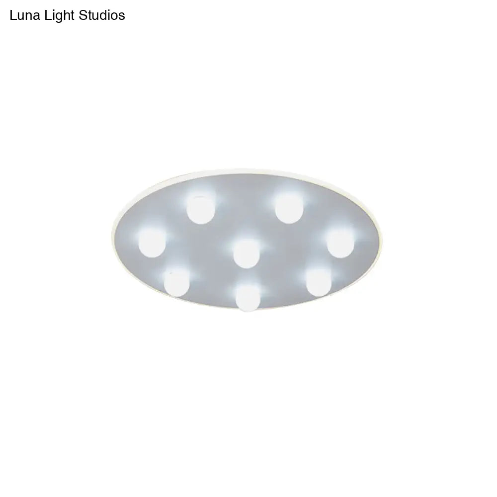 Modern Metal Led Flush Ceiling Light For Kids - Flower/Round/Square Design 8 Lights 16.5/19.5 Inch