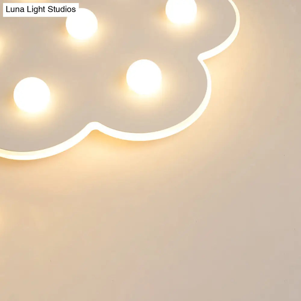 Modern Metal Led Flush Ceiling Light For Kids - Flower/Round/Square Design 8 Lights 16.5/19.5 Inch