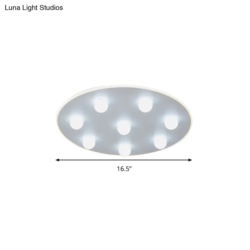 Modern Metal Led Flush Ceiling Light For Kids - Flower/Round/Square Design 8 Lights 16.5/19.5 Inch