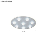 Modern Metal Led Flush Ceiling Light For Kids - Flower/Round/Square Design 8 Lights 16.5/19.5 Inch