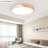 Modern Metal Led Flush Light In Pink/White With Acrylic Diffuser Ceiling Mounted Round Design -