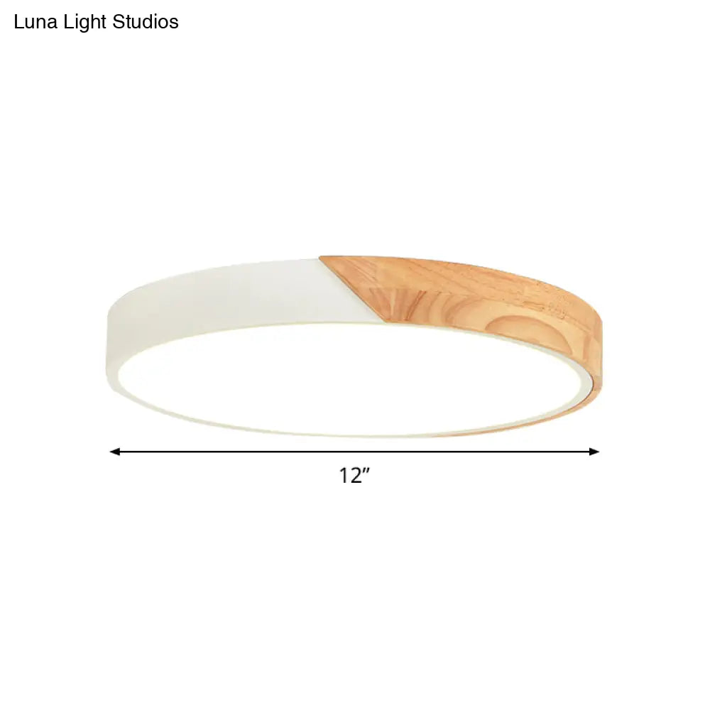 Modern Metal Led Flush Light In Pink/White With Acrylic Diffuser Ceiling Mounted Round Design -