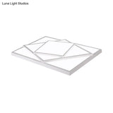 Modern Metal Led Flush Mount Ceiling Light Fixture For Living Room - Black/White Rectangle/Square