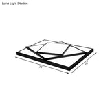 Modern Metal Led Flush Mount Ceiling Light Fixture For Living Room - Black/White Rectangle/Square