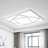 Modern Metal Led Flush Mount Ceiling Light Fixture For Living Room - Black/White Rectangle/Square