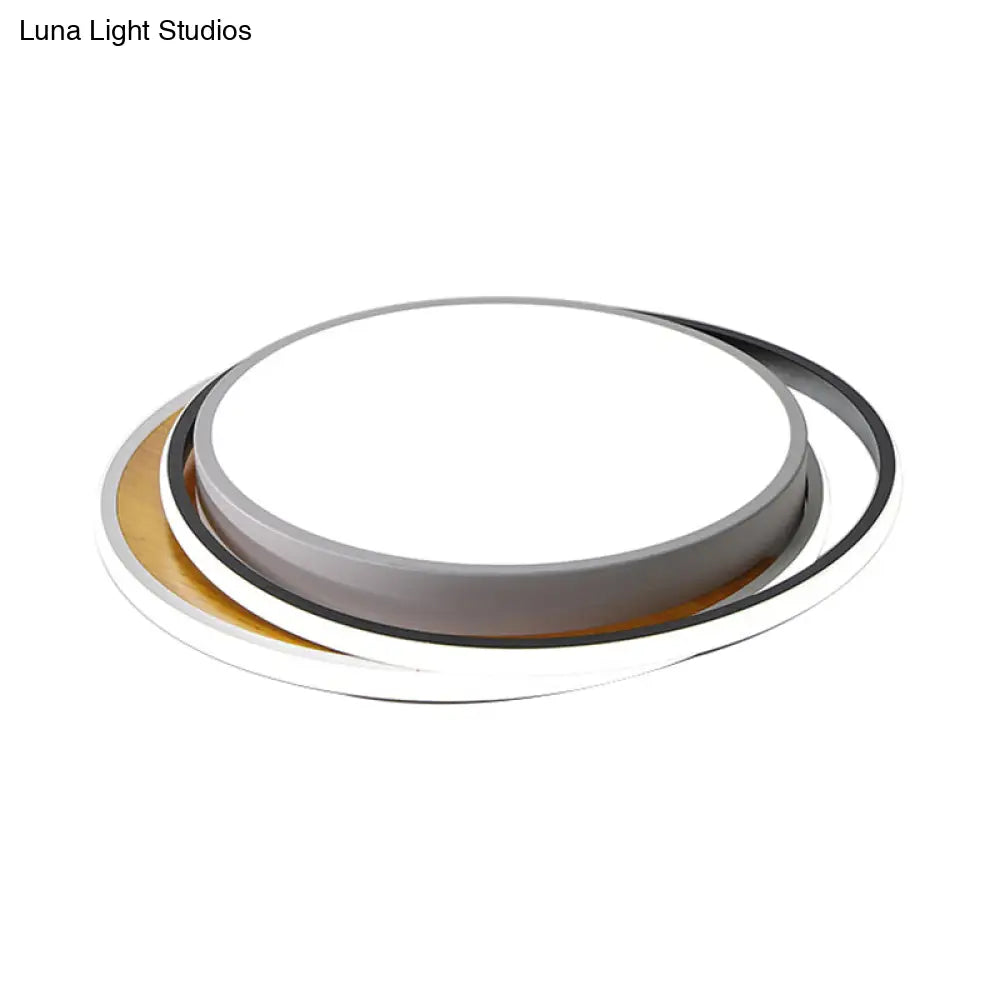 Modern Metal Led Flush Mount Ceiling Light In Black/White - White/Warm 19’/23’ Wide
