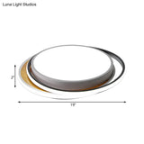 Modern Metal Led Flush Mount Ceiling Light In Black/White - White/Warm 19’/23’ Wide