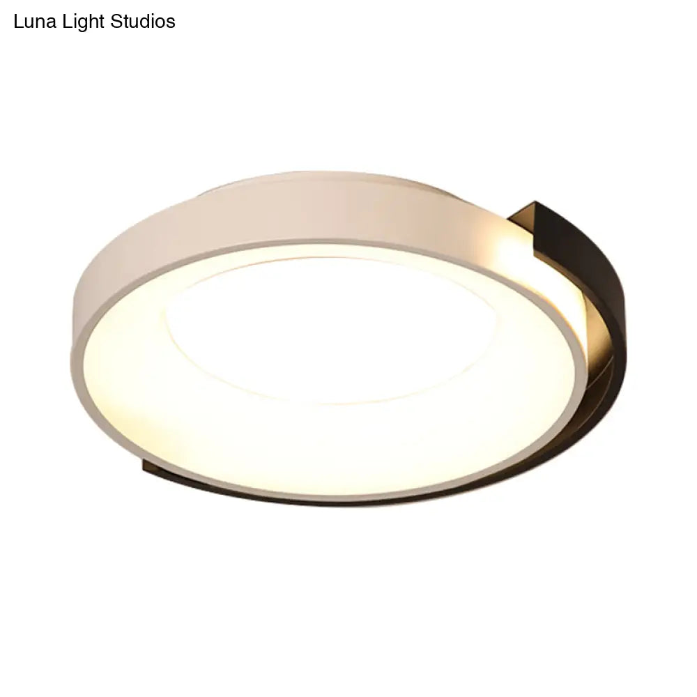 Modern Metal Led Flush Mount Ceiling Light With Frosted Diffuser - White/Warm