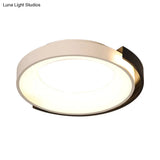 Modern Metal Led Flush Mount Ceiling Light With Frosted Diffuser - White/Warm