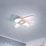 Modern Metal Led Flush Mount Lamp - Pink/Blue Plane Warm/White Lighting 19.5’/25.5’ Width Pink