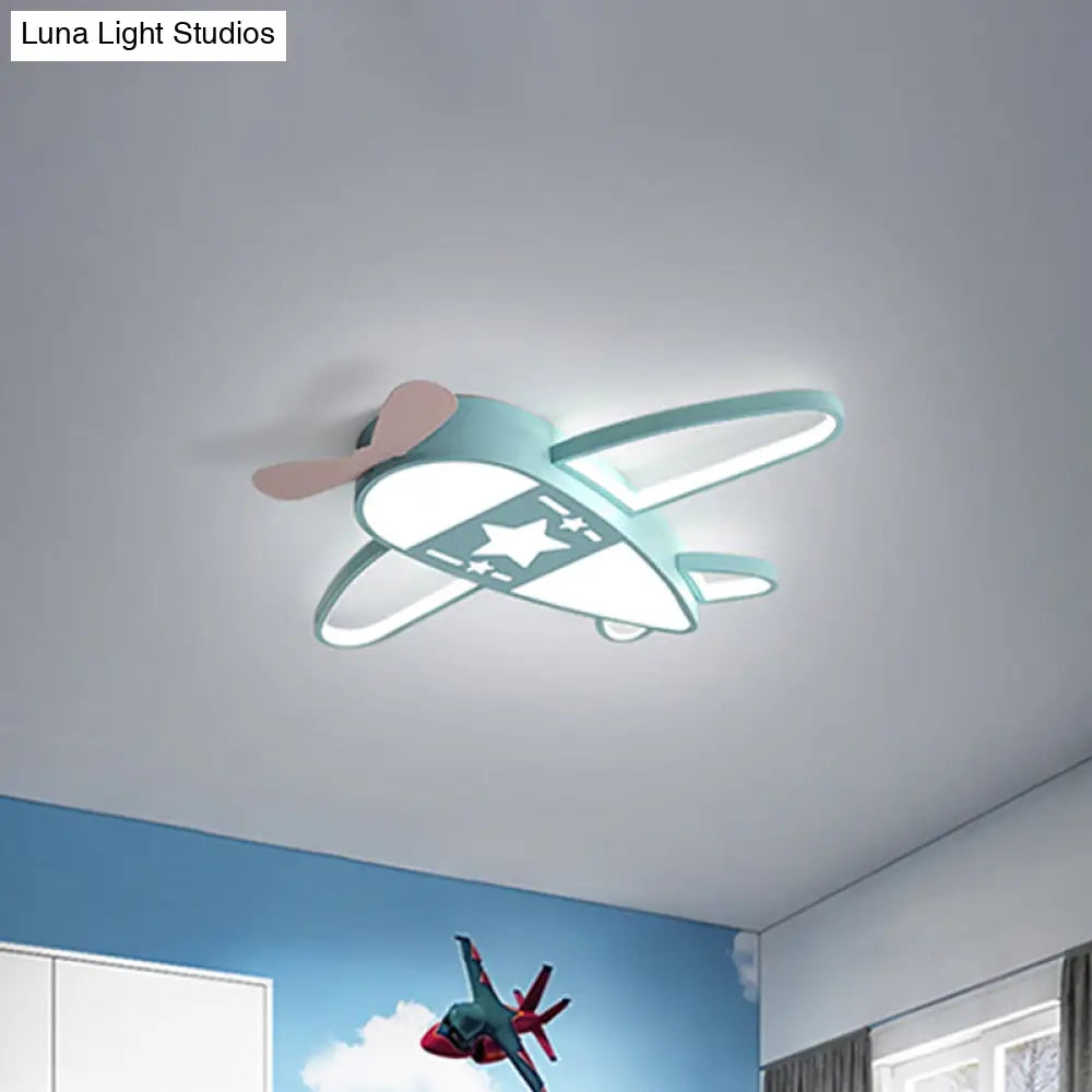 Modern Metal Led Flush Mount Lamp - Pink/Blue Plane Warm/White Lighting 19.5’/25.5’ Width