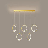 Modern Metal Led Indoor Pendant Light: Stylish Ring-Shaped Hanging Fixture 5 / Gold